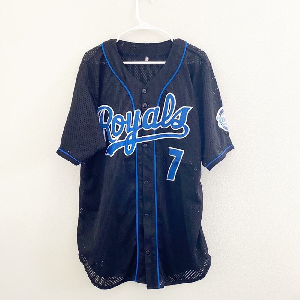 Royals Mens Mesh Button Up Baseball Jersey